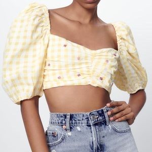ZARA CROPPED GINGHAM TOP